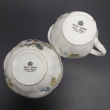 Royal Albert - White Flowers, Grey and Blue Leaves - Milk Jug and Sugar Bowl