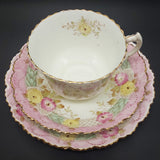 Unmarked - Yellow and Pink Flowers, Pink Rim - Trio