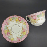 Unmarked - Yellow and Pink Flowers, Pink Rim - Trio