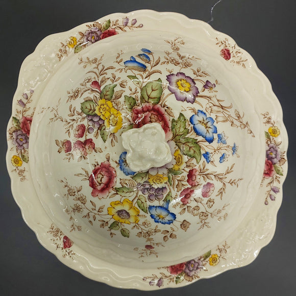Crown Ducal - Colourful Flowers - Lidded Serving Dish
