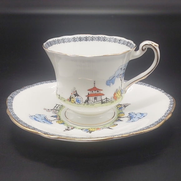 Paragon - Chinese Garden, Blue Band - Duo with Oval Saucer