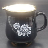 Prinknash Abbey Pottery - White Flowers on Black - Small Jug