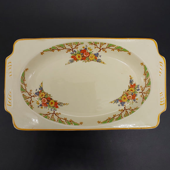 Wood's Ivory Ware - Flowers and Trees - Rectangular Dish
