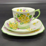 Royal Albert - Primulette - Trio: Countess Cup, Square Side Plate