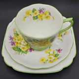 Royal Albert - Primulette - Trio: Countess Cup, Square Side Plate