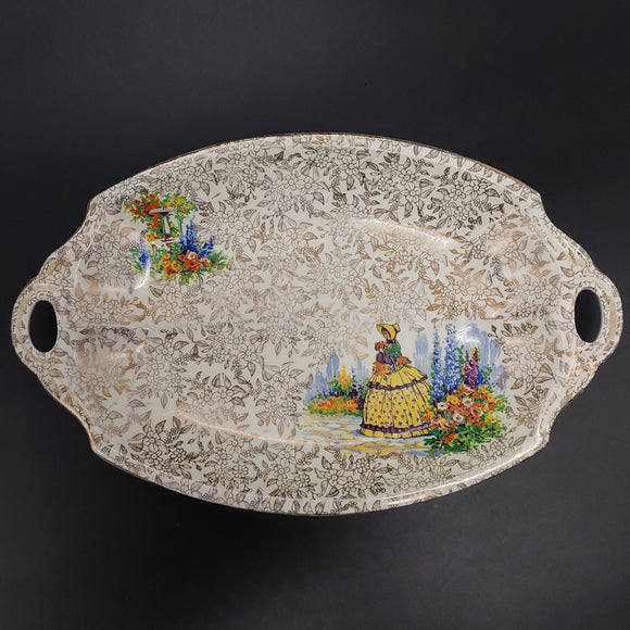 Empire - Crinoline Lady, Yellow Dress - Tab-handled Dish