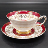 Grafton - Central Floral Spray with Gold Filigree and Maroon Bands - Duos