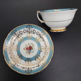 Grafton - Central Floral Spray with Gold Filigree and Teal Bands - Duos