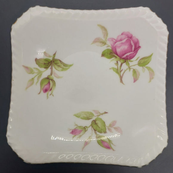 Adderley - Pink Roses A - Square Condiment/Trinket Dish