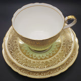 Aynsley - Cream and Green Bands with Gold Filigree - Trio