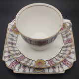 Aynsley - Pink, Black and Gold Border with Floral Basket - Trio