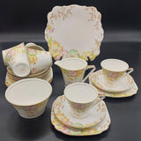 Bell China - Yellow, Green, and Pink Flowers - 21-piece Tea Set