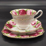 Royal Albert - Old English Rose 4571 - Trio: Avon Cup, Square Side Plate