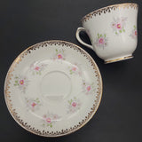 Salisbury - Small Pink Flowers, Gold Filigree Rim - Trio
