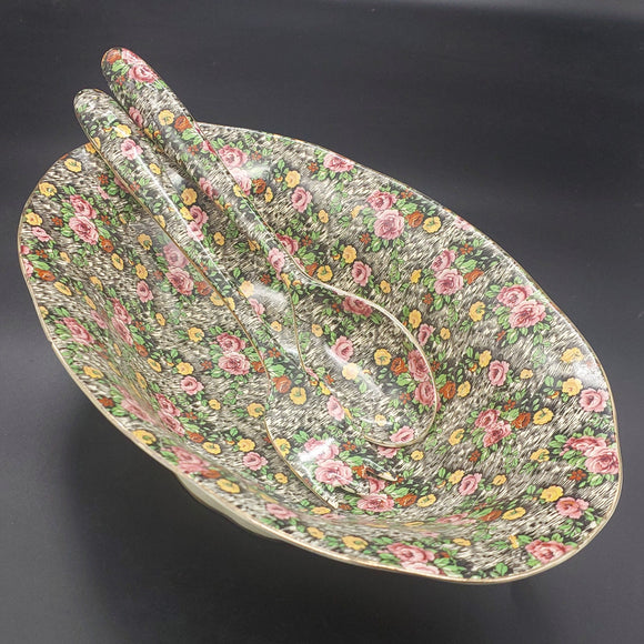Empire - Trellis Rose - Oval Footed Serving Bowl and Servers