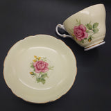 Harrowby - Pink and Yellow Roses on Yellow - Trio