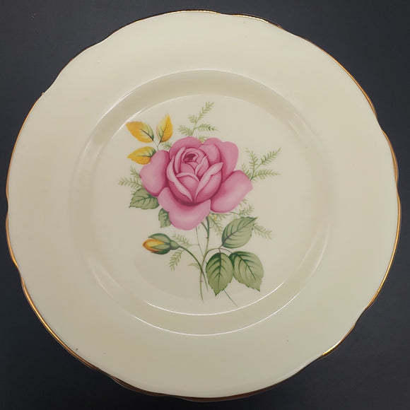 Harrowby - Pink and Yellow Roses on Yellow - Side Plate