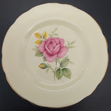 Harrowby - Pink and Yellow Roses on Yellow - Side Plate