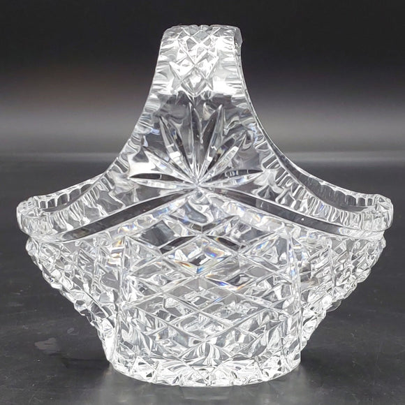 Vintage Cut Crystal - Crosses - Basket Vase, 15 cm long