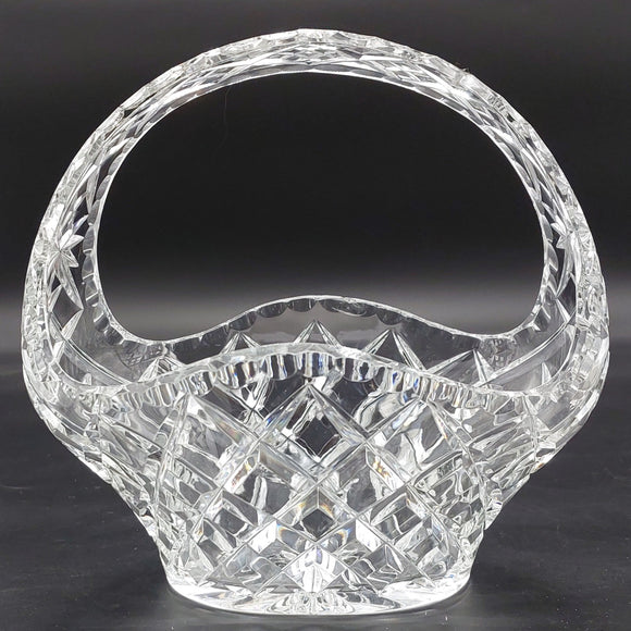 Vintage Cut Crystal - Crosses - Basket Vase, 21 cm long
