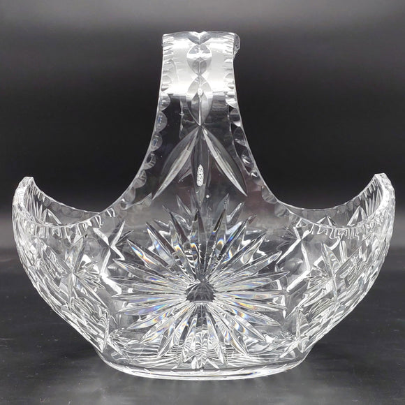 Vintage Cut Crystal - Daisy and Crosses - Basket Vase, 26 cm long