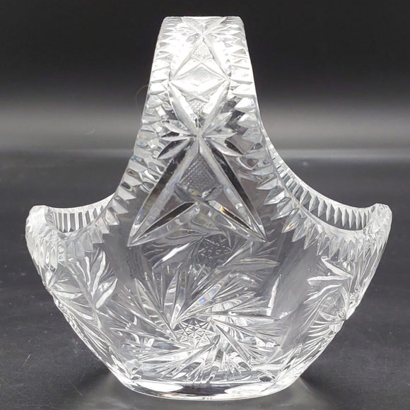 Vintage Cut Crystal - Star Flower - Basket Vase, 15 cm long