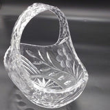 Vintage Cut Crystal - Flowers and Leaves - Basket Vase, 22 cm long
