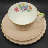 Aynsley - Pink Swirl with Floral Spray, 6545 - Trio