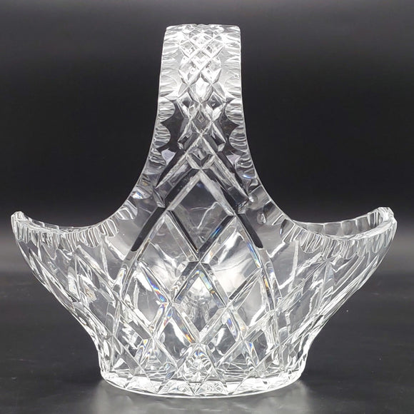 Vintage Cut Crystal - Crosses - Basket Vase, 25 cm long