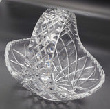 Vintage Cut Crystal - Crosses - Basket Vase, 25 cm long