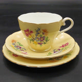 Aynsley - Floral Spray on Creamy Yellow Base - Trio