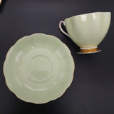 Queen Anne - Green with Pink Rose on Inside of Cup - Trio