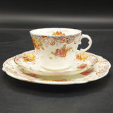 Aynsley - Yellow and Brown Flowers, Blue Border - Trio