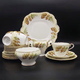 Aynsley - Fern Fronds, Yellow Band - 20-piece Tea Set
