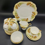 Aynsley - Fern Fronds, Yellow Band - 20-piece Tea Set