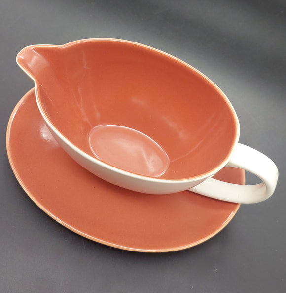 Poole - C95 Red Indian and Magnolia - Gravy Boat and Underplate