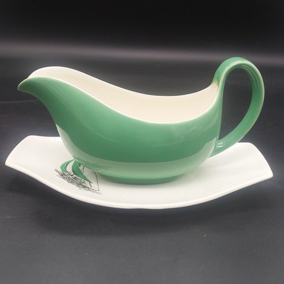 Palissy - Regatta, Green - Gravy Boat and Underplate