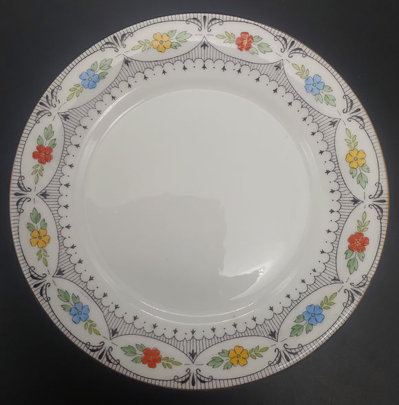 Shelley - Black Lines, Colourful Flowers, 11557 - Side Plate