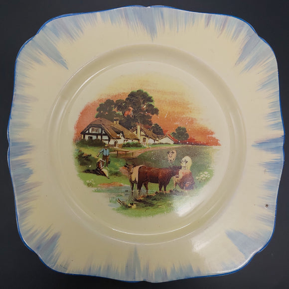 Hollinshead & Kirkham - Cows and Farmhouse - Salad Plate