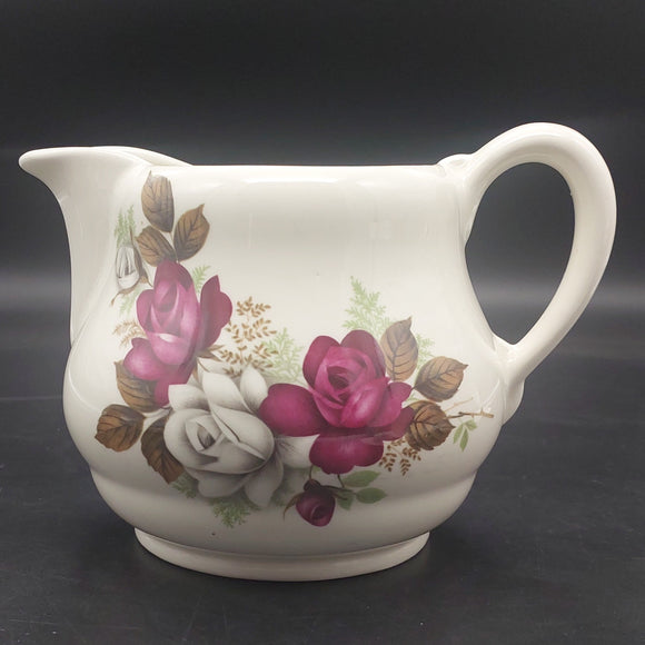 Crown Lynn - Maroon and White Roses - 6028 Large Cambridge Jug