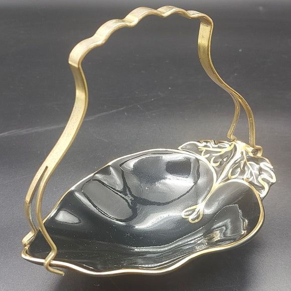 Simpsons Solian Ware - Black - Leaf-shaped Dish with Handle