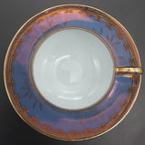 Unknown Maker - Blue Lustre, Heavy Gold Rim - Demitasse Duo