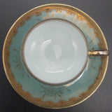 Unknown Maker - Green Lustre, Heavy Gold Rim - Demitasse Duo