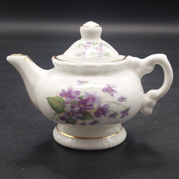 Blue Waters - April, Violets - Miniature Teapot