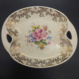 Lord Nelson - Pink Rose, Gold Filigree Rim - Oval Dish