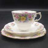 Colclough - Colourful Flowers on White, 6857 - Trio