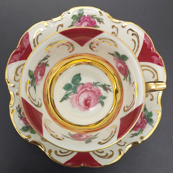 Oscar Schaller - Pink Roses, Maroon Triangles - Demitasse Duo