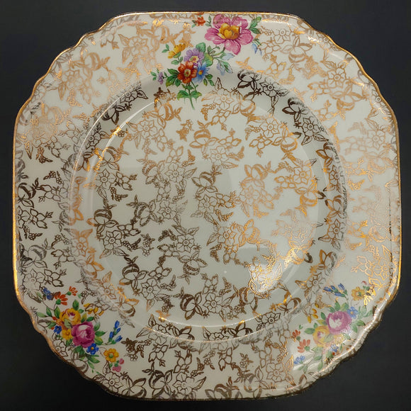 Lord Nelson - Colourful Flowers on Gold Filigree, 2528 - Luncheon Plate