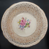 Mayell - Pink Rose and Filigree - Large Serving Bowl with Silver Handle