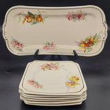 Royal Doulton - Orchids - Sandwich Tray and 6 Plates